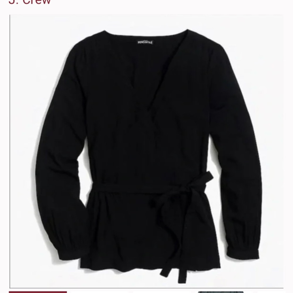 NWT J Crew Mercantile Black Wrap Top Blouse